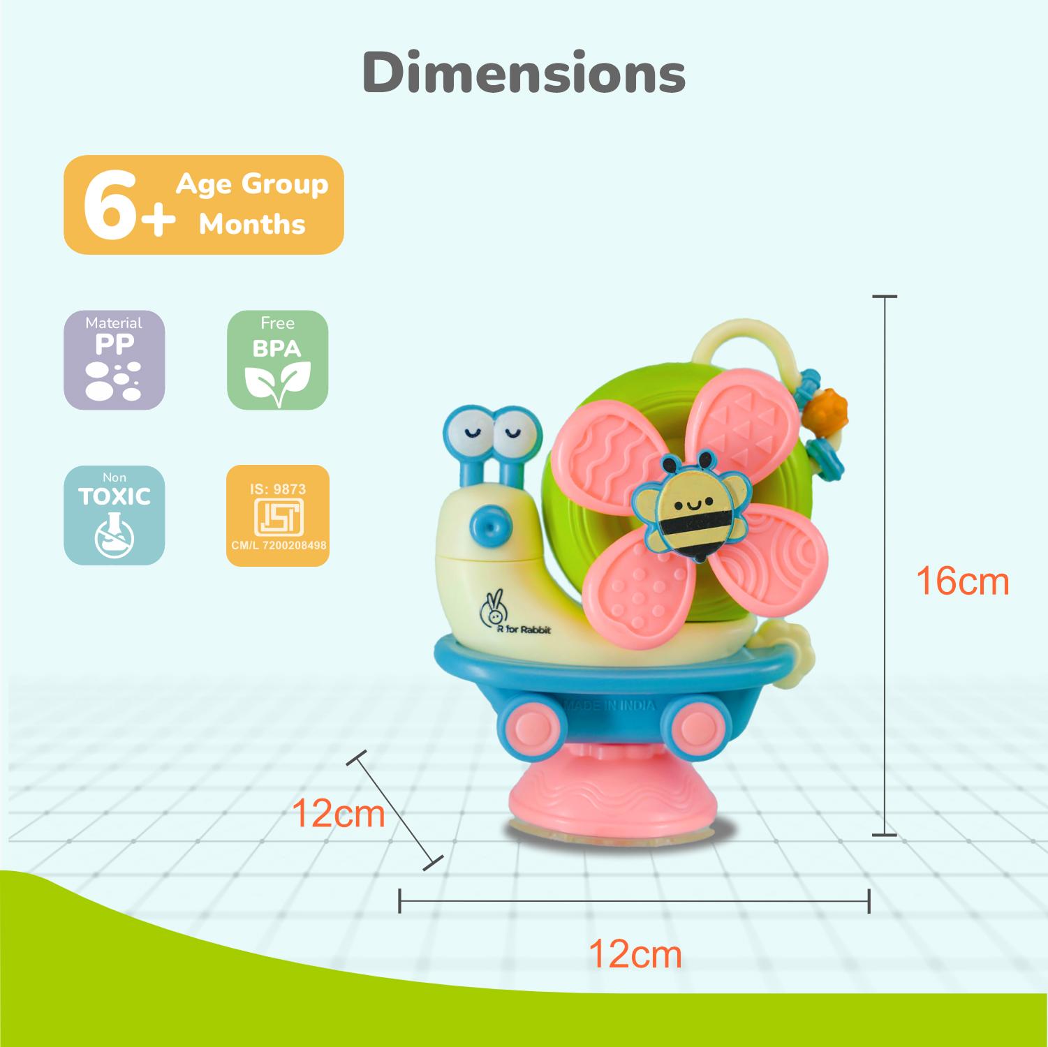 R for Rabbit Orapple Spinster Toy for Baby 5-in-1 Suction Spinner, Rattle, Friction Car, Windmill & Sensory Play | BPA-Free, Safe & Durable | Interactive Learning Toys for 6+ Months Kids (Blue Cream)