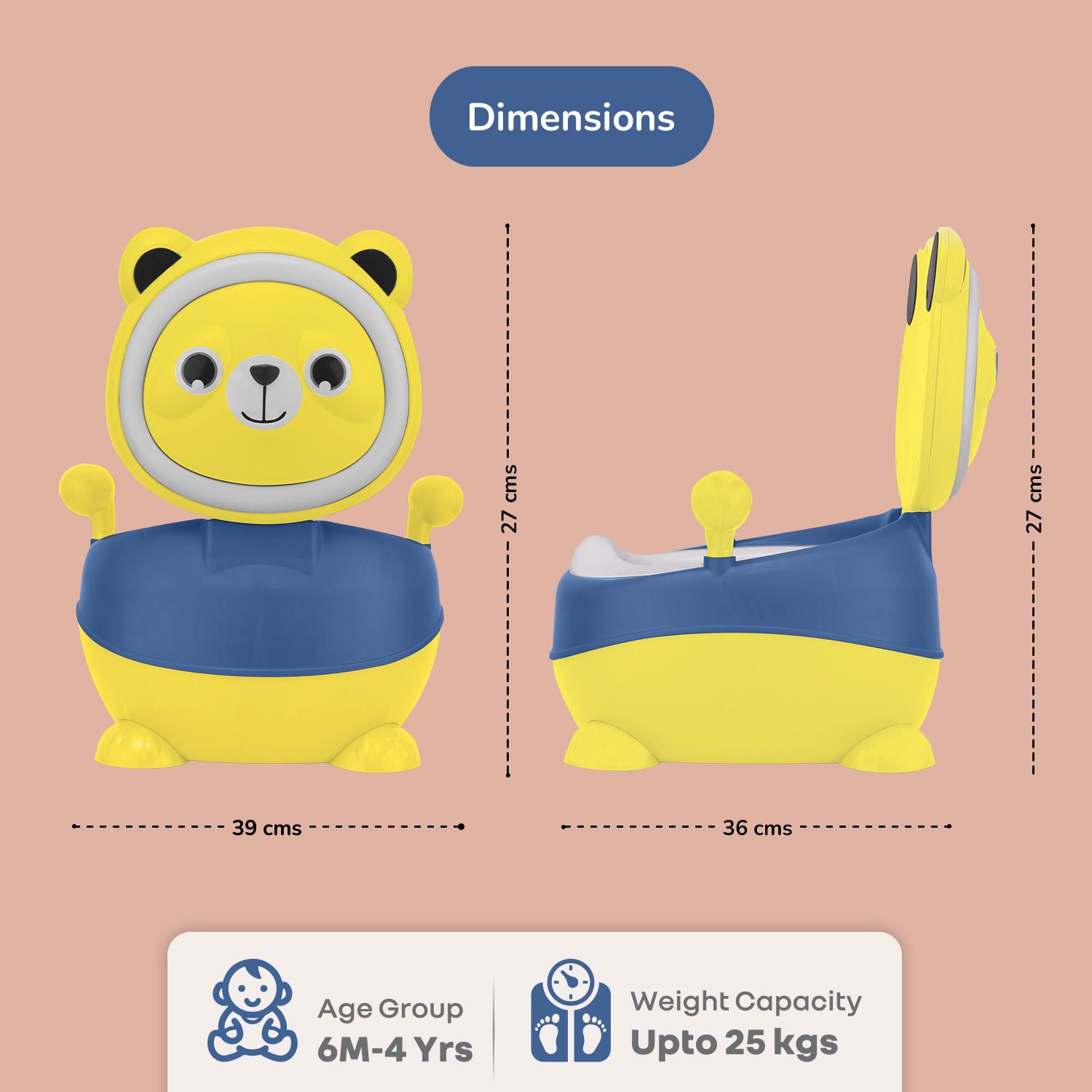R for Rabbit Tiny Tots Panda Potty Training Seat for Baby Ergonomic Backrest with Sturdy Grip Handle for New Born Babies/Infant/Kids Weight Up to 25Kg 6 to 48 Months (Yellow Blue)