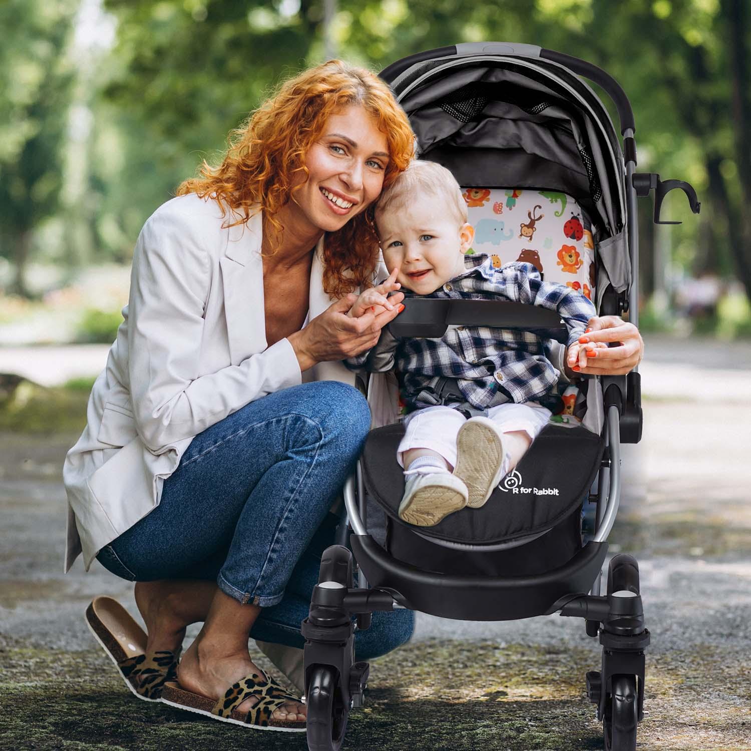 R for Rabbit Chocolate Ride Stylish Baby Stroller and Pram for Baby, Kids, Infants, Newborn, Boys & Girls of 6 Months to 3 Years (Grey Safari)