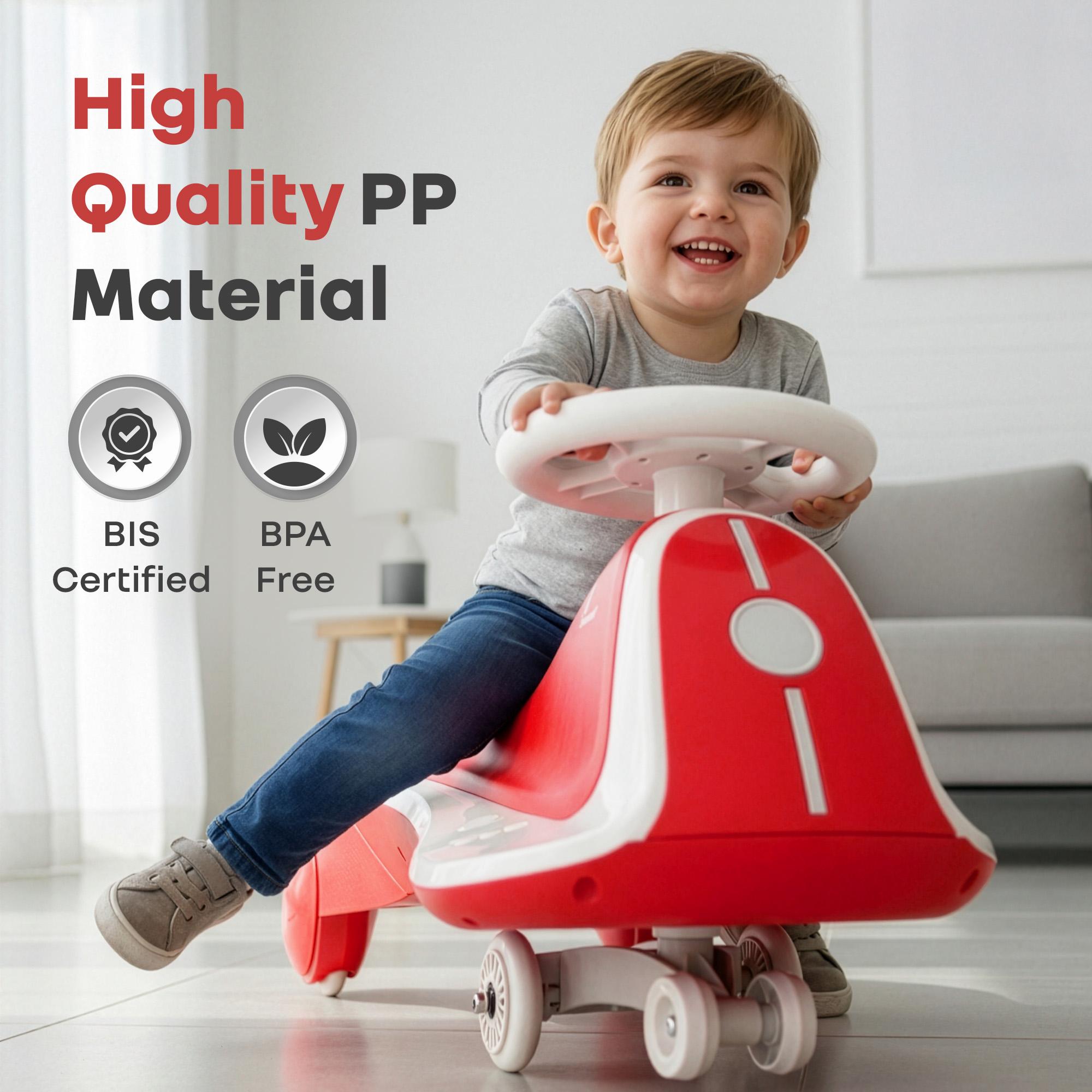 R for Rabbit Iya Iya Sportz Ace Swing Car for Kids 3+ Years | Wiggle & Push Ride-On Toy with Scratch Free Wheel | ABEC7 Bearings | Stable Triangular Design | Weight Capacity Upto 75 Kg (Red Grey)