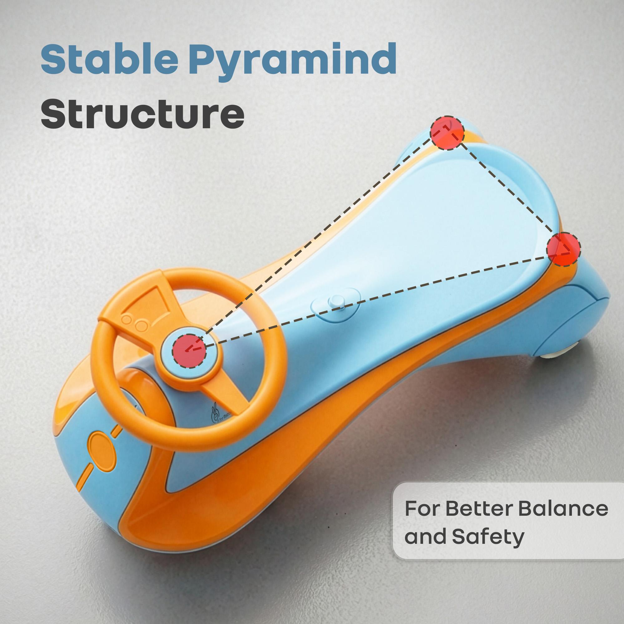 R for Rabbit Iya Iya Sportz Ace Swing Car for Kids 3+ Years | Wiggle & Push Ride-On Toy with Scratch Free Wheel | ABEC7 Bearings | Stable Triangular Design | Weight Capacity Upto 75 Kg (Blue Orange)