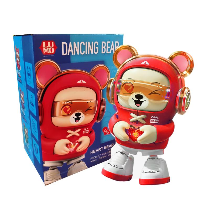 Lumo Heart Bear Dancing Toy (Lumo) - Blue | Musical Toy for Kids | Battery Operated Sound & Light Toy | Musical Toys