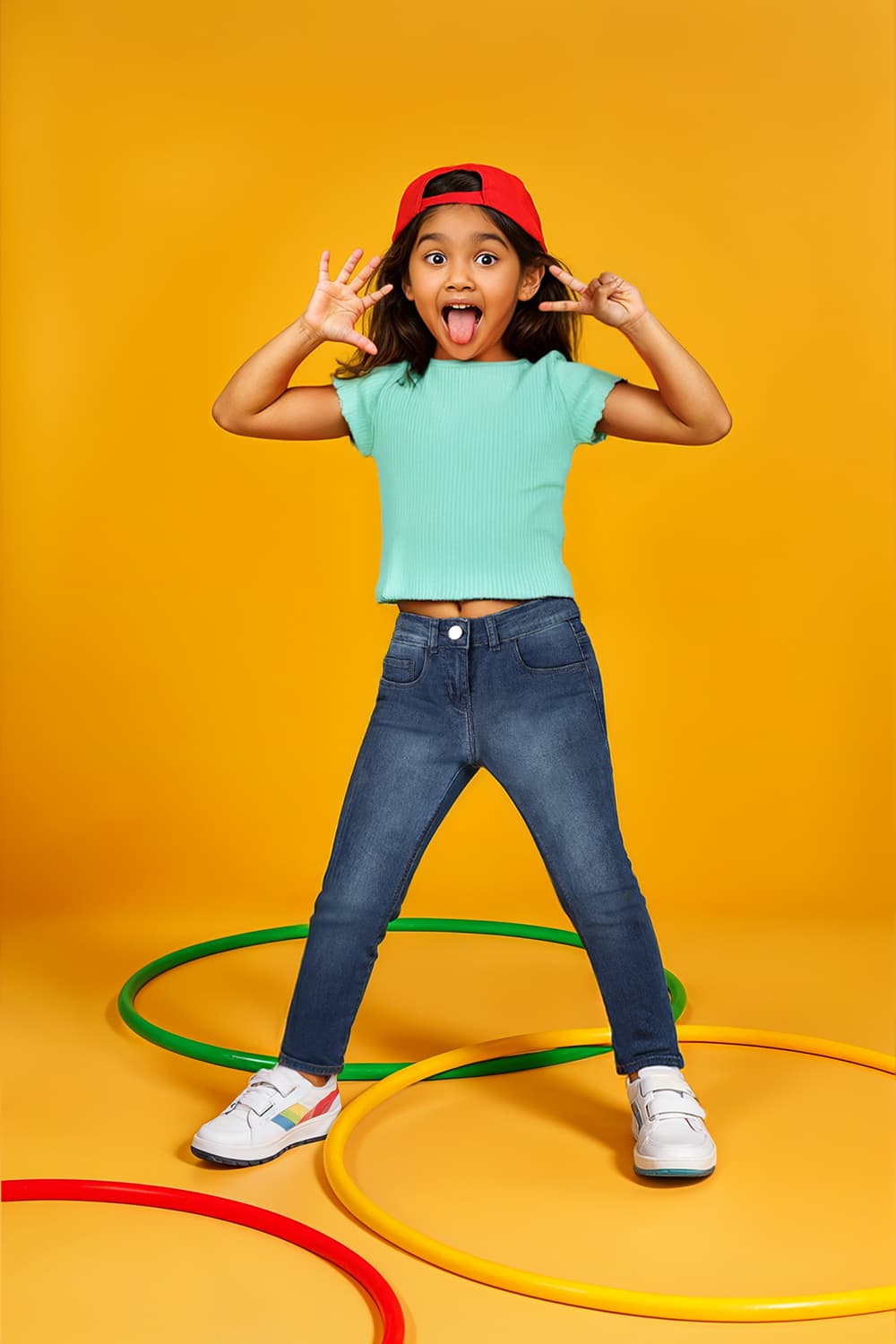 TALES & STORIES Girls Blue Slim Fit Light Fade Mid-Rise Stretchable Denim Jeans