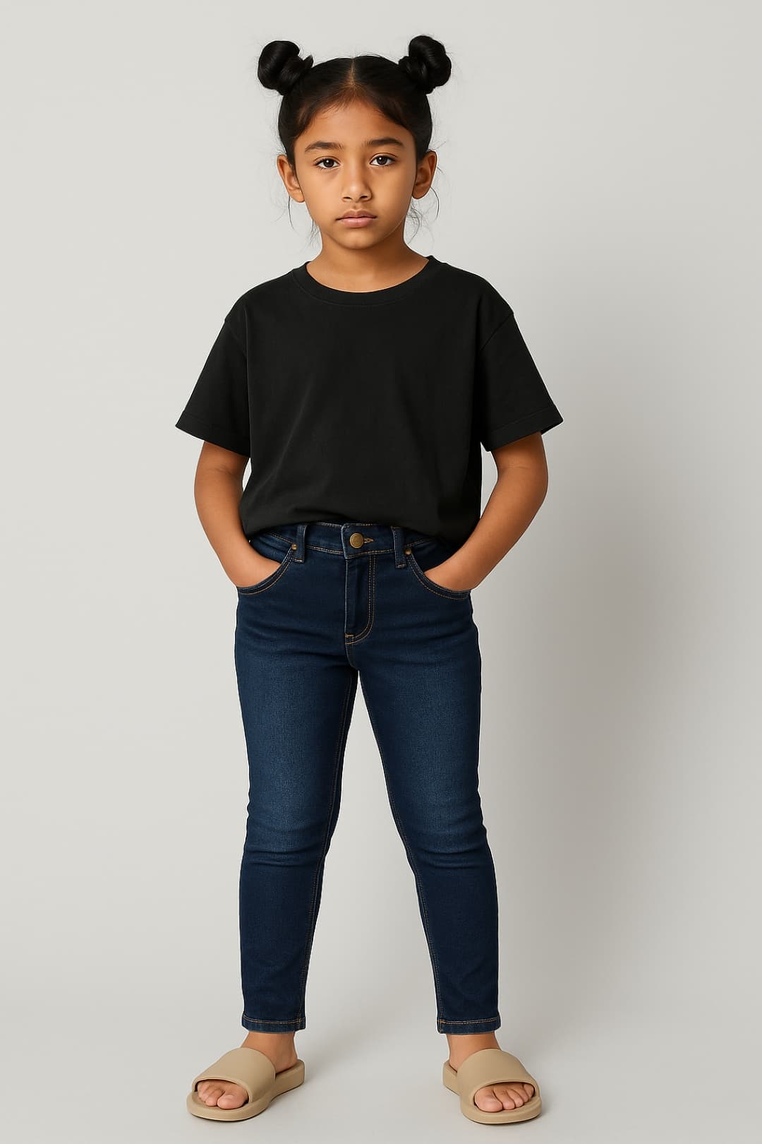 TALES & STORIES Girls Slim Fit Washed Stretchable Denim Jeans