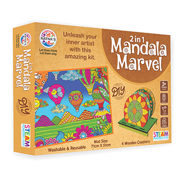Ratnas 2in1 Mandala Marvel | Art & Craft Kit for Kids | DIY Creative Activity Set | Art & Craft