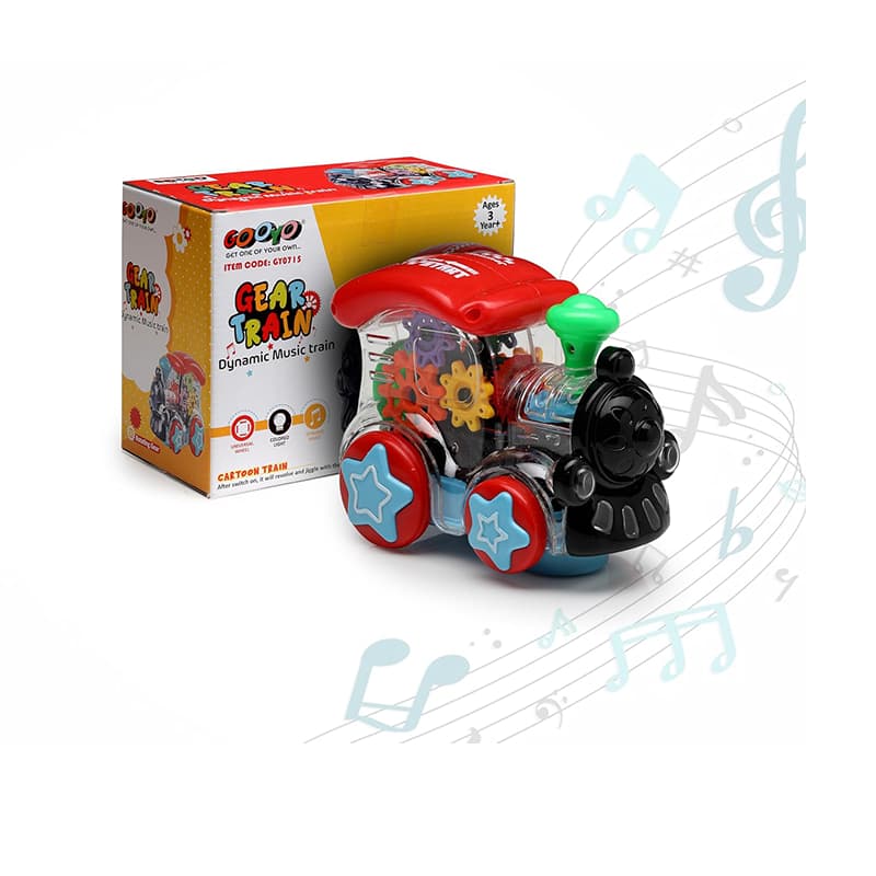 Gear Transparent Train Engine Toy with LED Lights and Musical Sound