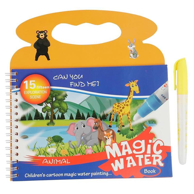 Animal Water Magic Book Reusable Magic Water Painting Book (Big) | Art & Craft Kit for Kids | DIY Creative Activity Set | Art & Craft