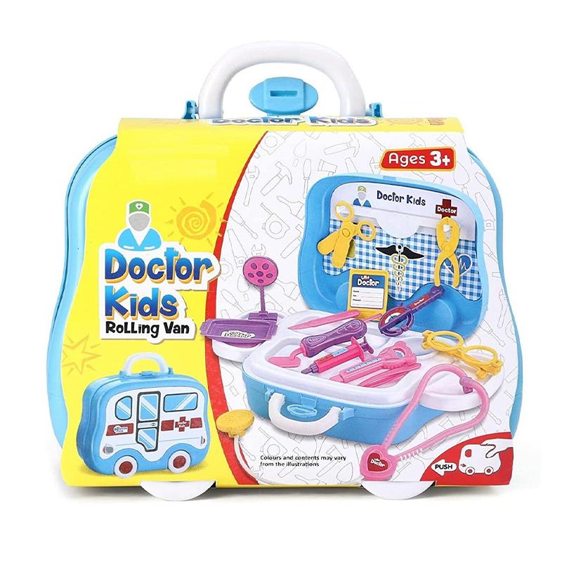 Mamma Mia Doctor Kids Rolling Van (Sky Blue) | Role Play Toy Set for Kids | Pretend Play Kitchen Doctor Kit | Role Play