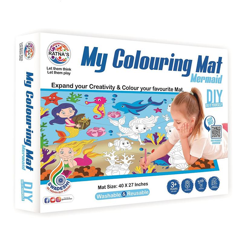 Ratnas My Colouring Mat Mermaid | Art & Craft Kit for Kids | DIY Creative Activity Set | Art & Craft