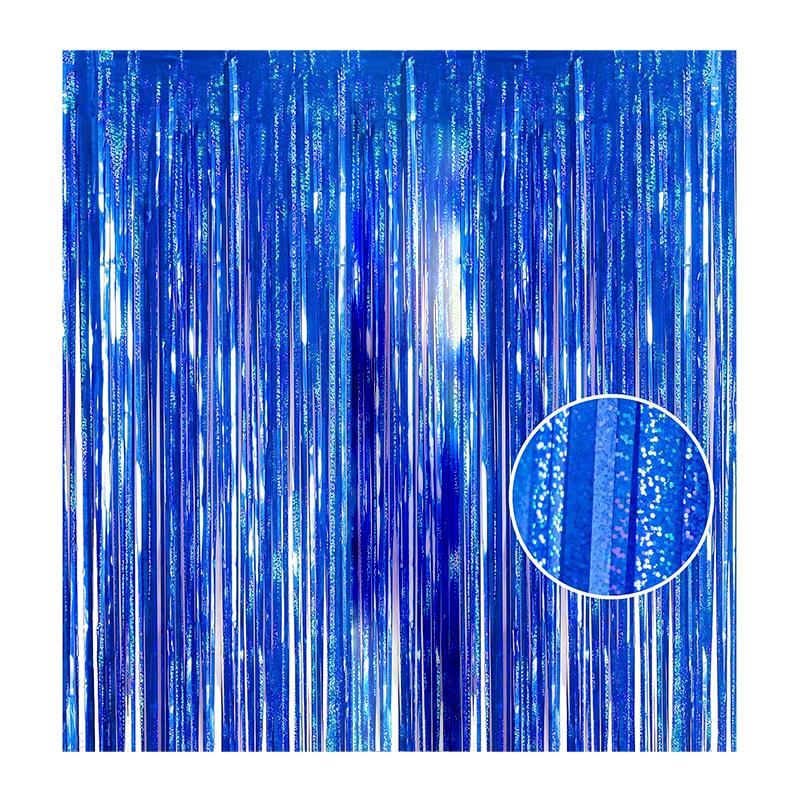 Foil Fringe Curtain Blue | Party Curtain Decoration | Foil Shimmer Party Backdrop Curtain | Party Curtains