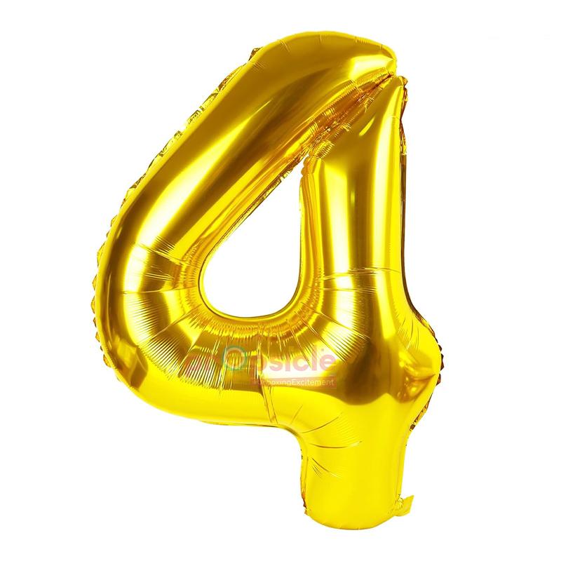 KIWI Numbers Foil Balloons(golden,4) | Party Balloon Set | Birthday Decoration Balloon Pack | Party Balloons