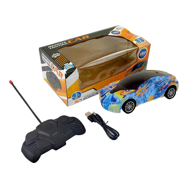 3D Remote Control Famous car with LED Light (Blue) | Remote Control Toy for Kids | RC Rechargeable Battery Operated Toy | RC Toys
