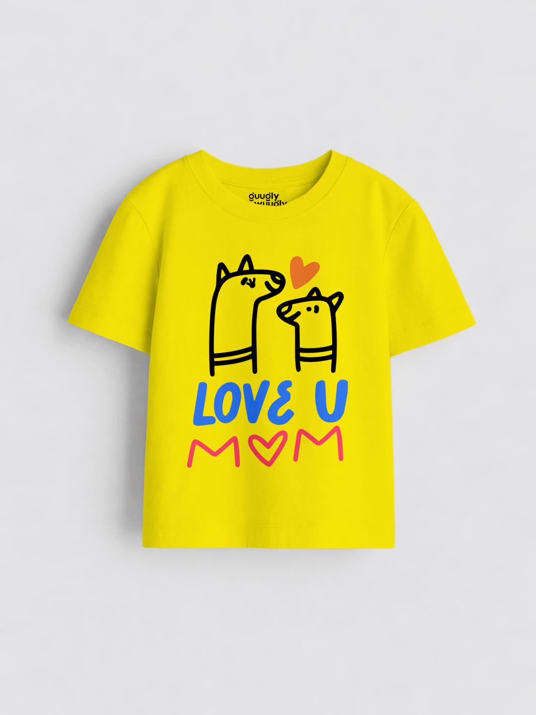 Unisex Love U Mom Bright Yellow Tshirt