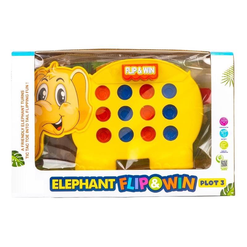 Ratnas Elephant Flip & Win Plot 3 Connecting Toy Board Game | Board Game for Kids & Family | Strategy Fun Indoor Game | Board Games