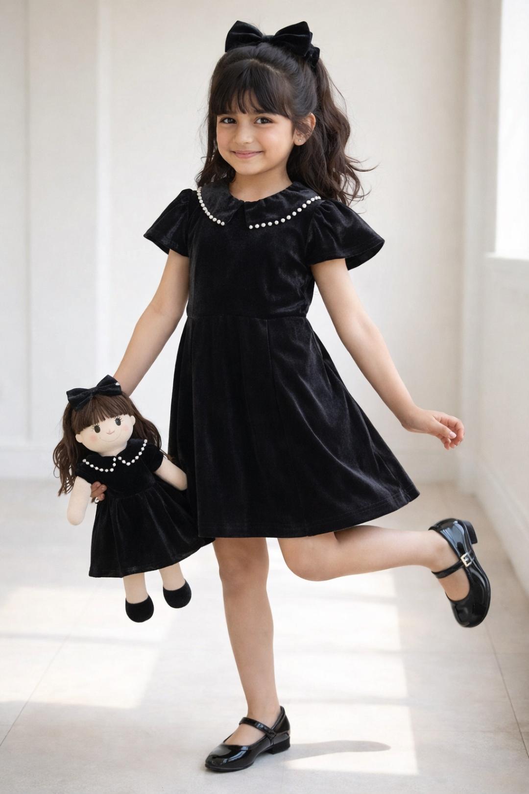 TALES & STORIES Girls Black Embellished Dress