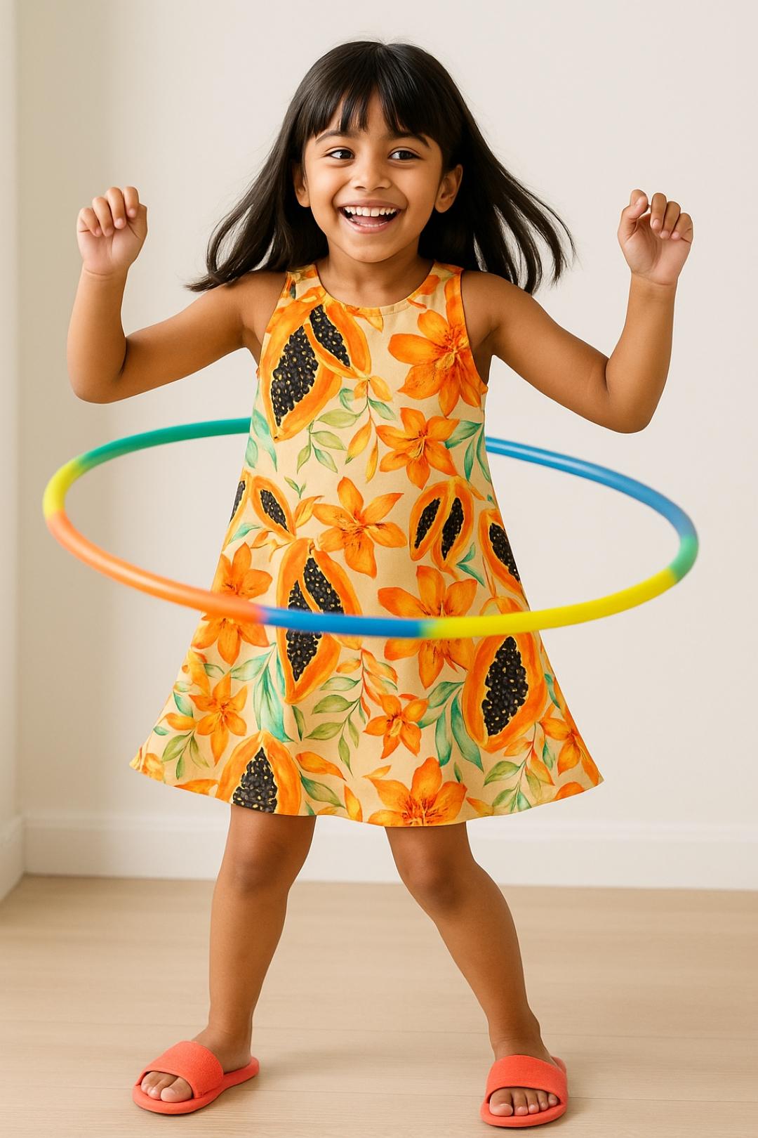 TALES & STORIES Orange Floral Print A-Line Dress