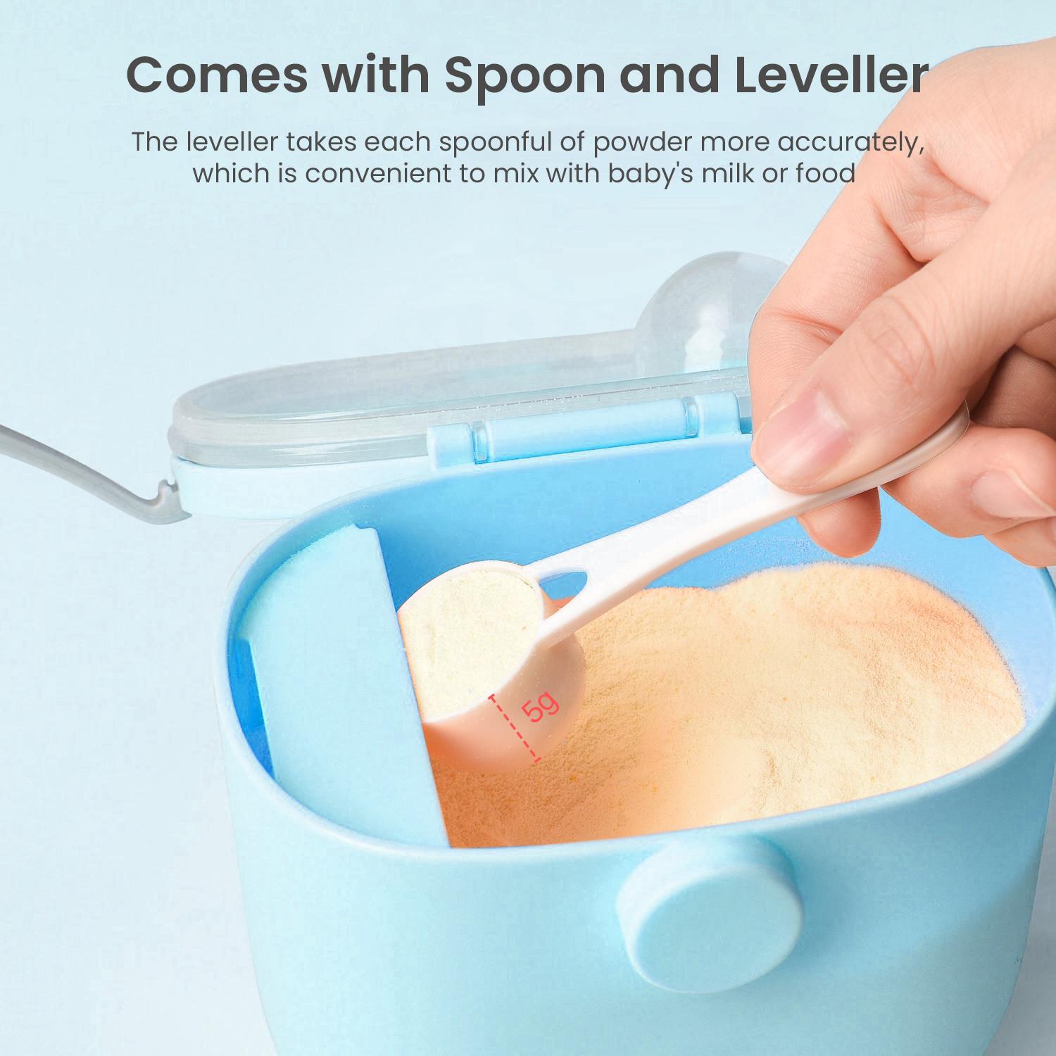 R for Rabbit Silicone First Feed Meal Box for Baby, Kids Multi-Functional Milk Powder Container Box 210G (Blue)