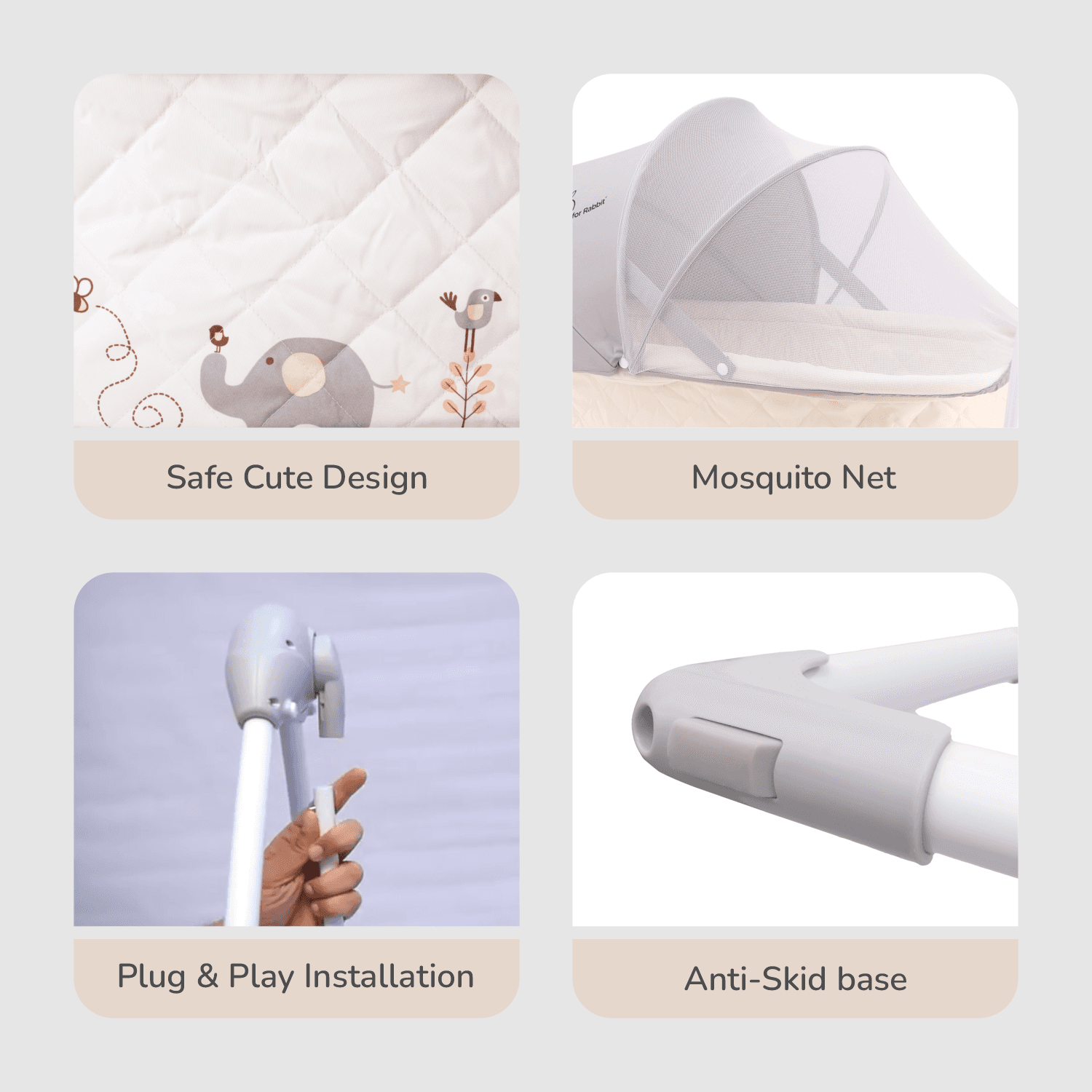 R for Rabbit Lullabies Baby Cradle Automatic Swing with 5 Point Safety Harness, Remote Control, Mosquito Net, Smart Timer, Soothing Music for New Born Kids Age 0-2 Years Weight Up to 12 Kg (Cream)