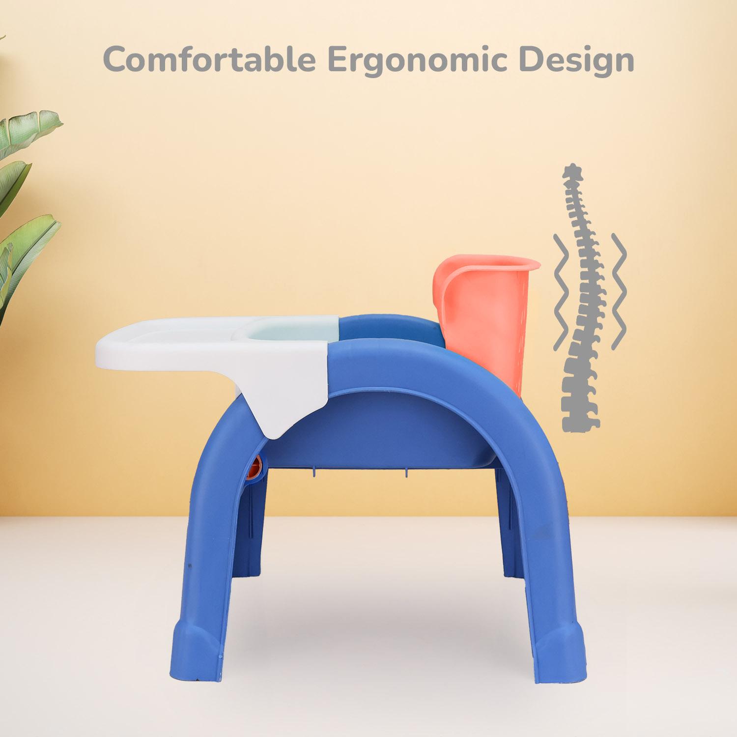 R for Rabbit Jelly Bean Chair 3 in 1 Multi-Functional Baby Study, Shampoo, Meal | Regular Kids Seating Chair with High Backrest for 1-8 Years Kid, Weight Capacity Upto 40Kgs (Orange Blue)