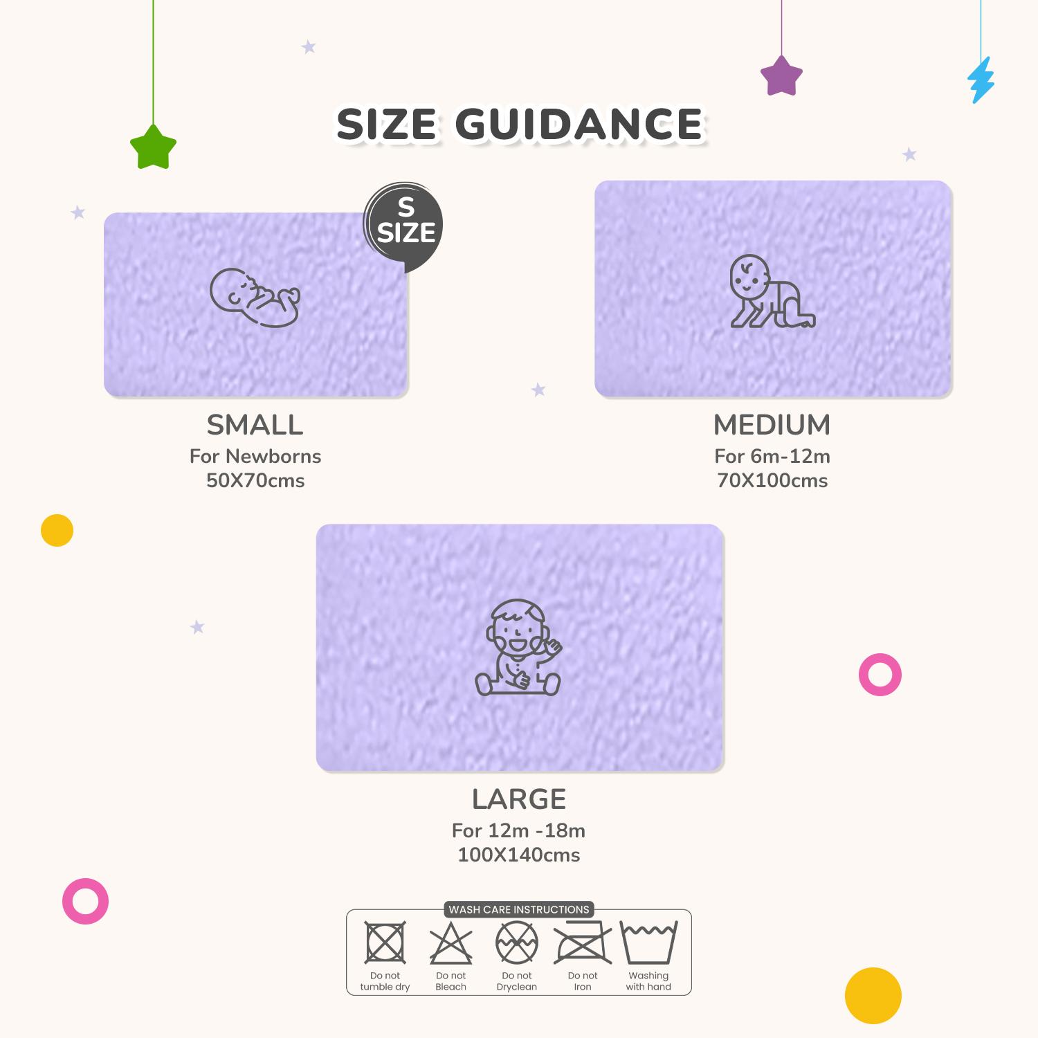 R for Rabbit Waterproof Quick Dry Sheet Bliss for Baby | Anti-Piling Fleece Breatheable Fabric Extra Absorbent Instant Dry Baby Bed/Cot Protector Mat (Size-S,Purple)