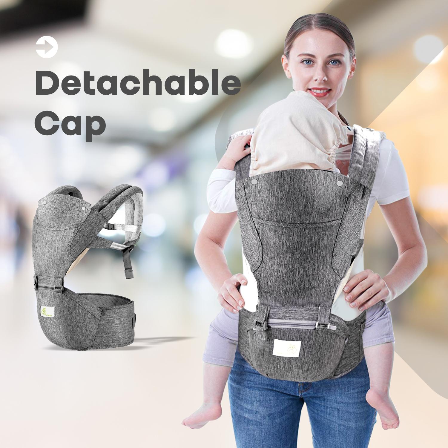 R for Rabbit Upsy Daisy Cool Baby Carrier cum Kangaroo Bag, Ergonomic Baby Carrier, Adjustable Hip Seat Belt, Stylish belt for mothers, Carrier with 4 carry Position for 3 months to 24 months Kids, Max Weight up to 15 Kg (Grey)