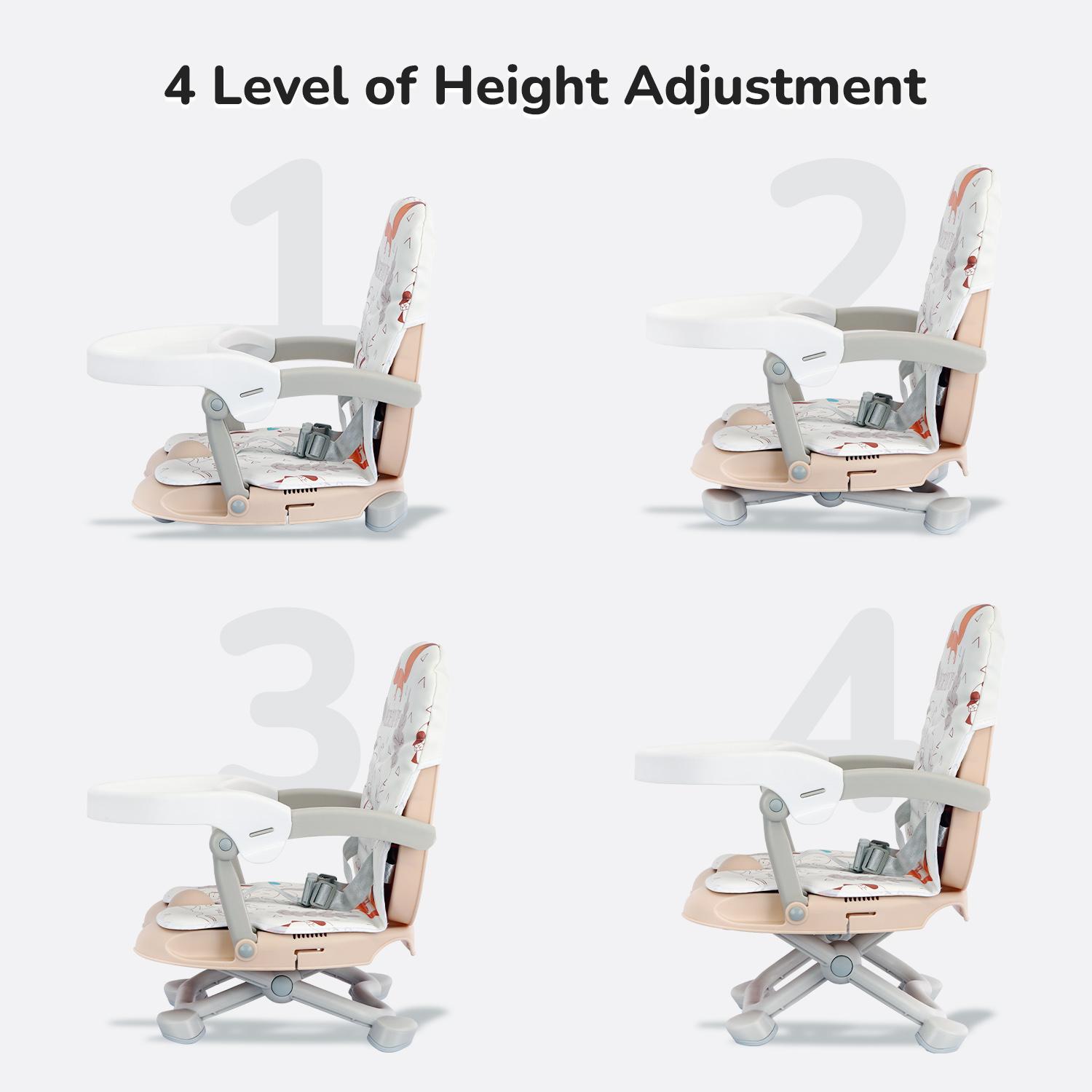 R for Rabbit Candy Pop Baby Booster Chair, 2 in 1 Kids Feeding Chair with 4 Level Height Adjustment, 3 Point Safety Belt and Removable Dining Tray for Age 6 Months to 3 Years Infants (Beige)