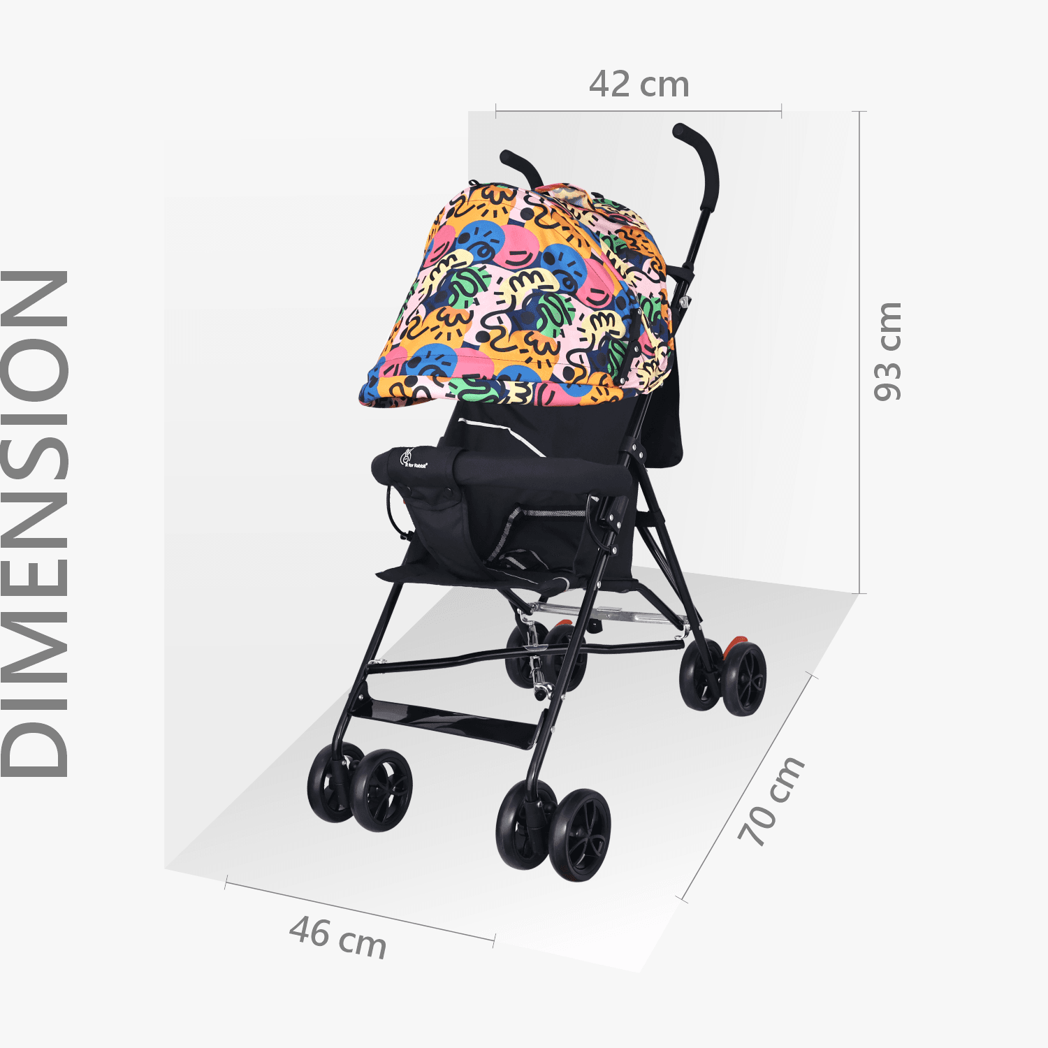 R for Rabbit Pixie Toddles Buggy and Stroller, Baby Stroller and Buggy for Baby, New Born, Kids - Buggy for Kids, Travel Friendly Portable Easy Foldable and Carry, Age 6-36 Months (Black Multi)