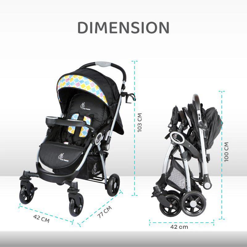 R for Rabbit Chocolate Ride Stylish Baby Stroller and Pram for Baby, Kids, Infants, Newborn, Boys & Girls of 6 Months to 3 Years (Black Multi)
